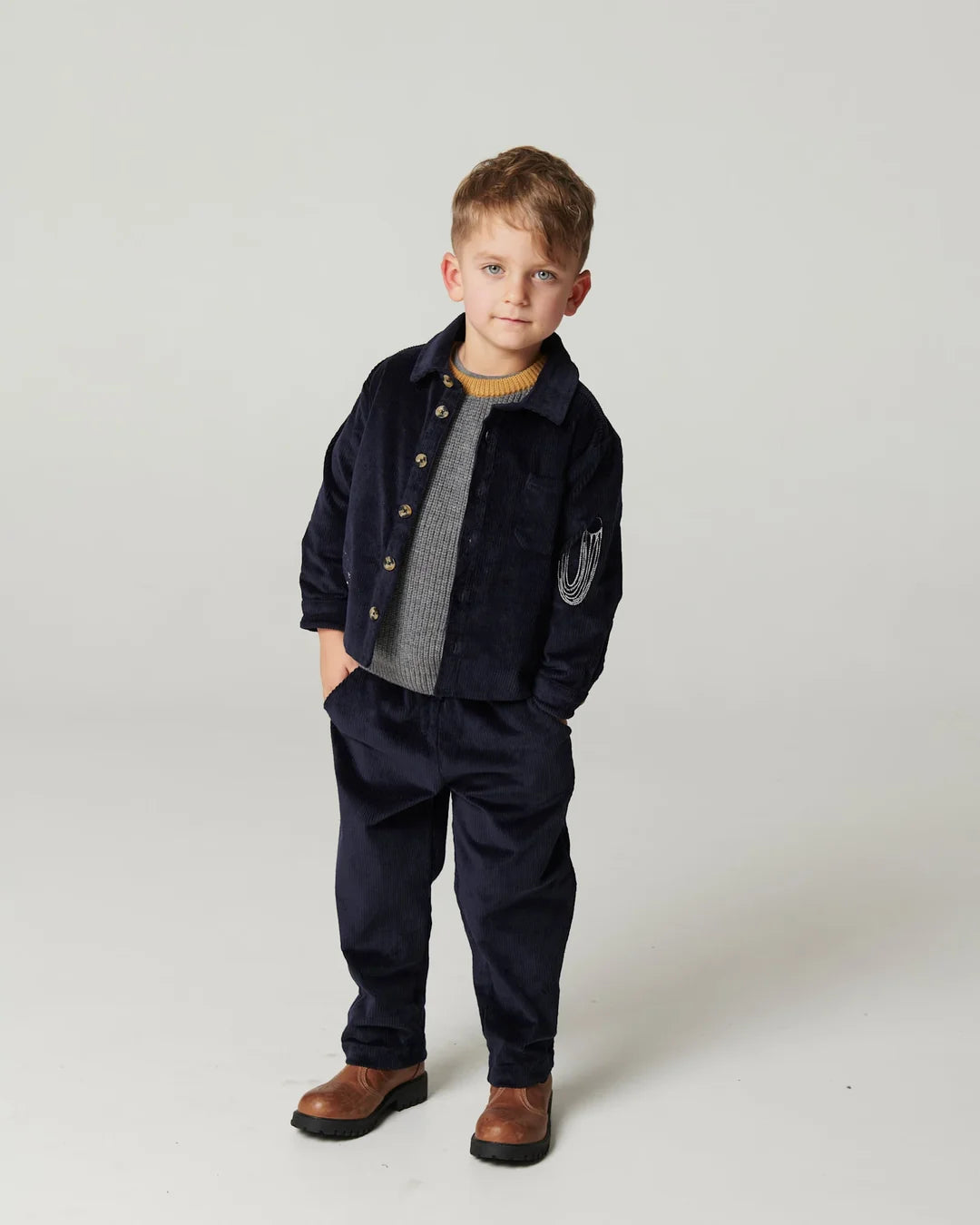 Corduroy Pant with Adjustable Waist | Navy