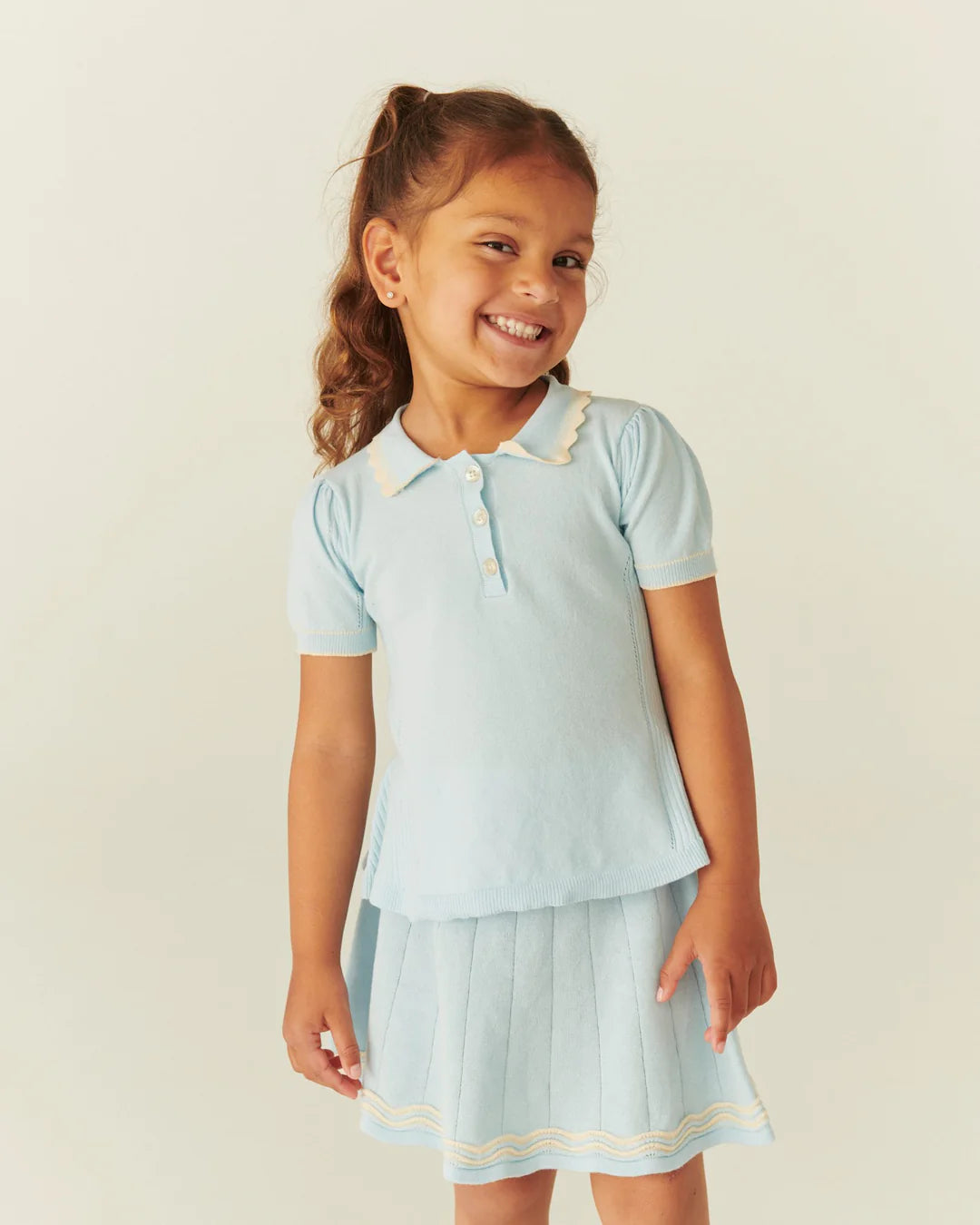 Knitted Peplum Blouse | Ice Blue