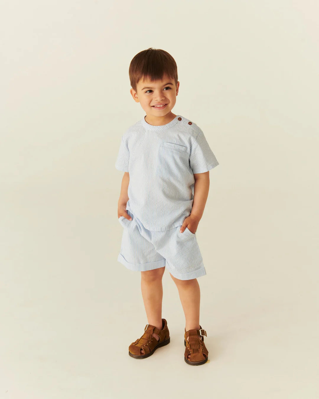Seersucker Shorts Sporty | Sky Blue
