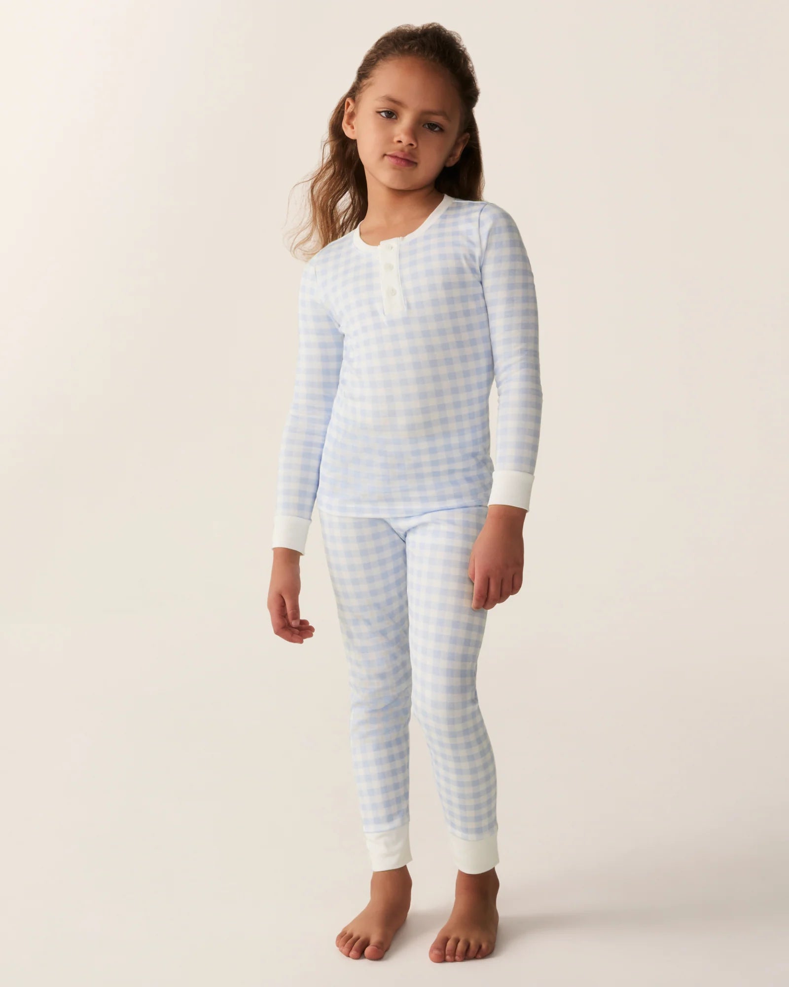 Pima Snug Fit Pajama Set | Blue Gingham