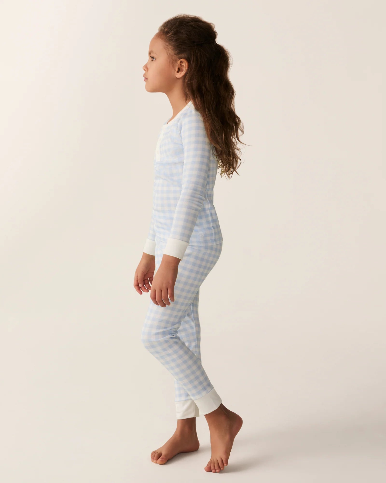 Pima Snug Fit Pajama Set | Blue Gingham