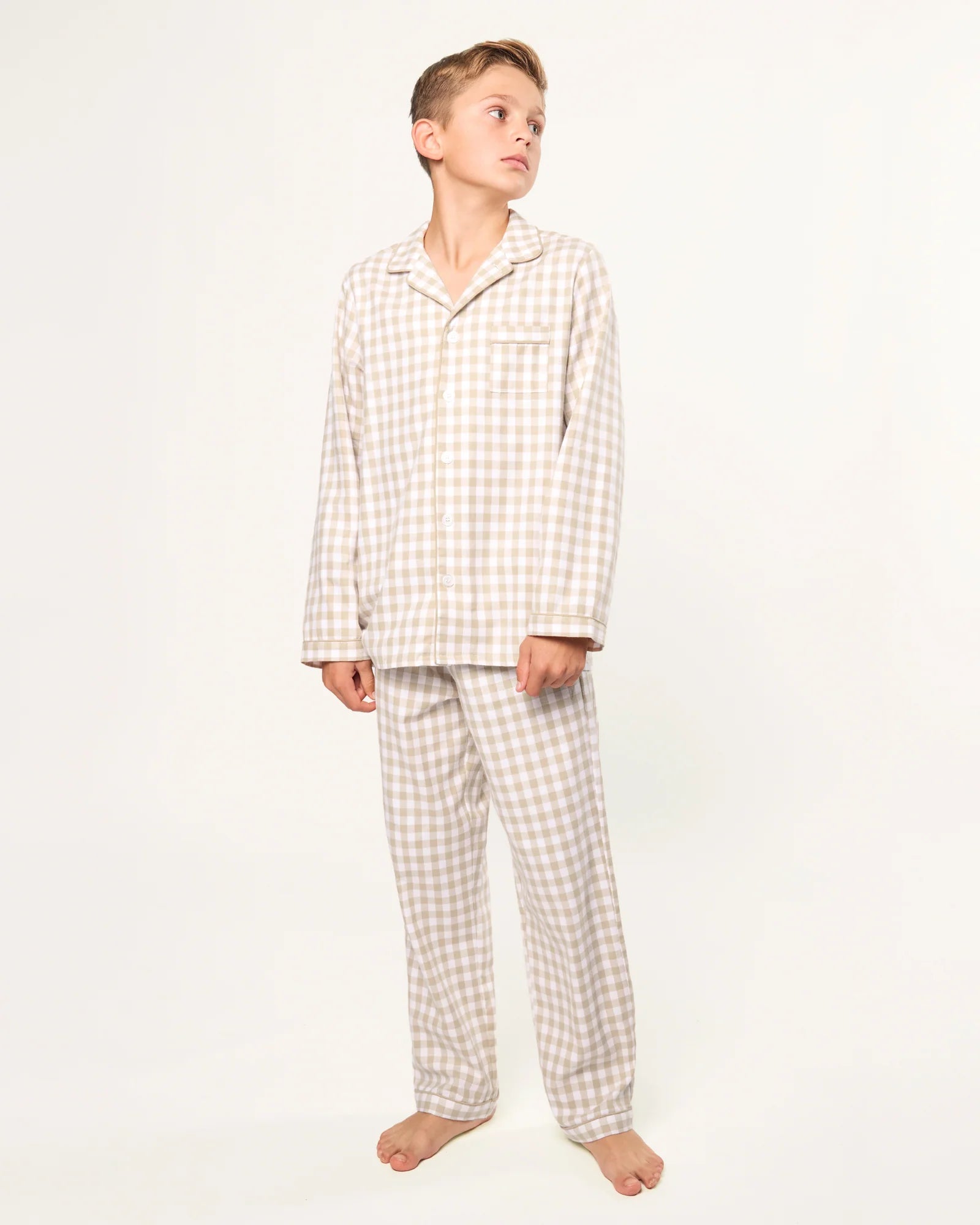 Twill Pajama Set | Camel Gingham