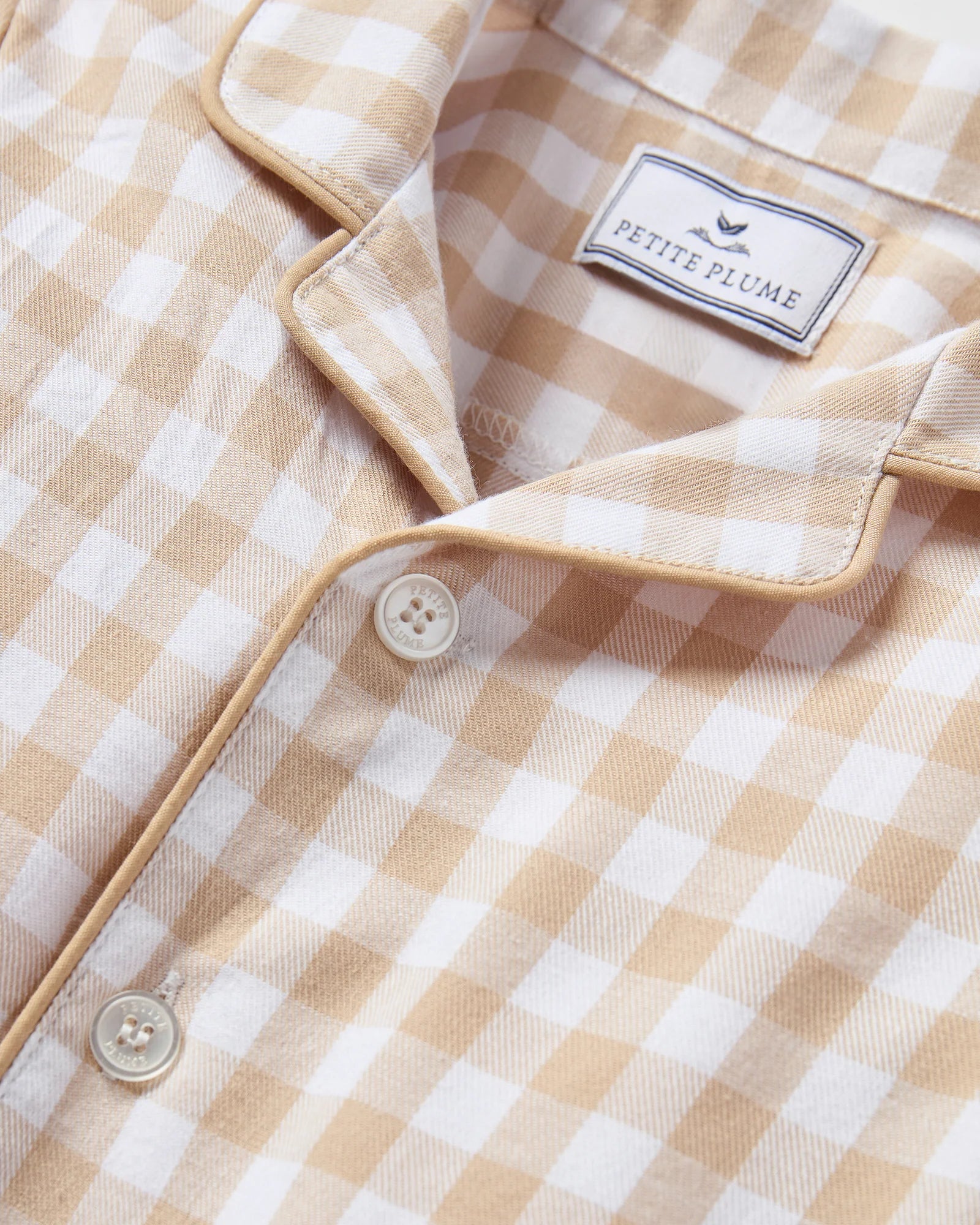 Twill Classic Romper | Camel Gingham