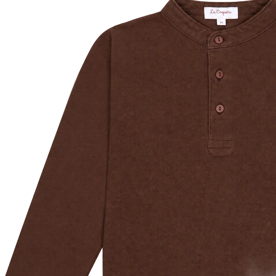 Alcomo Long Sleeve Polo T-shirt | Chocolate