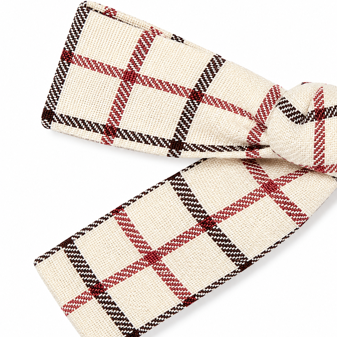 Soft Ribbon Bow Clip | Caramel Check