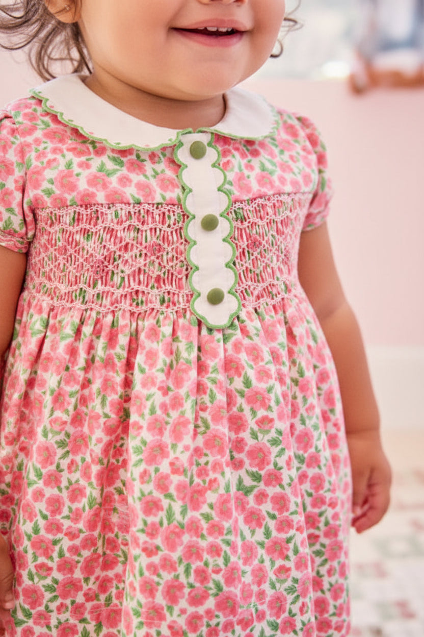 Coco Baby Smocked Set | Red Floral
