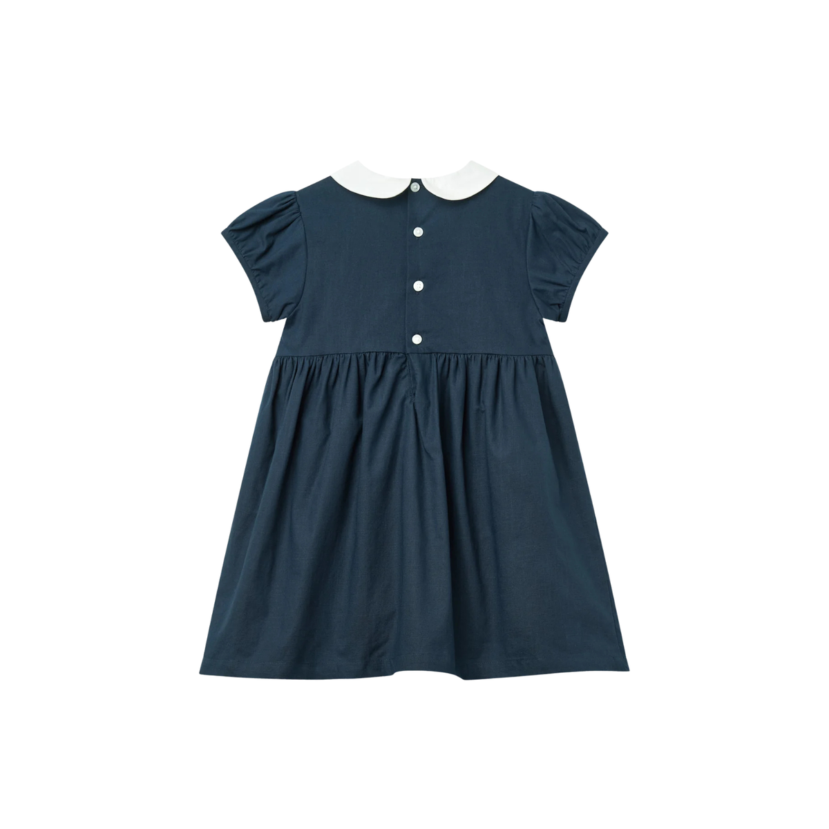 Smock Embroidery Dress | Navy