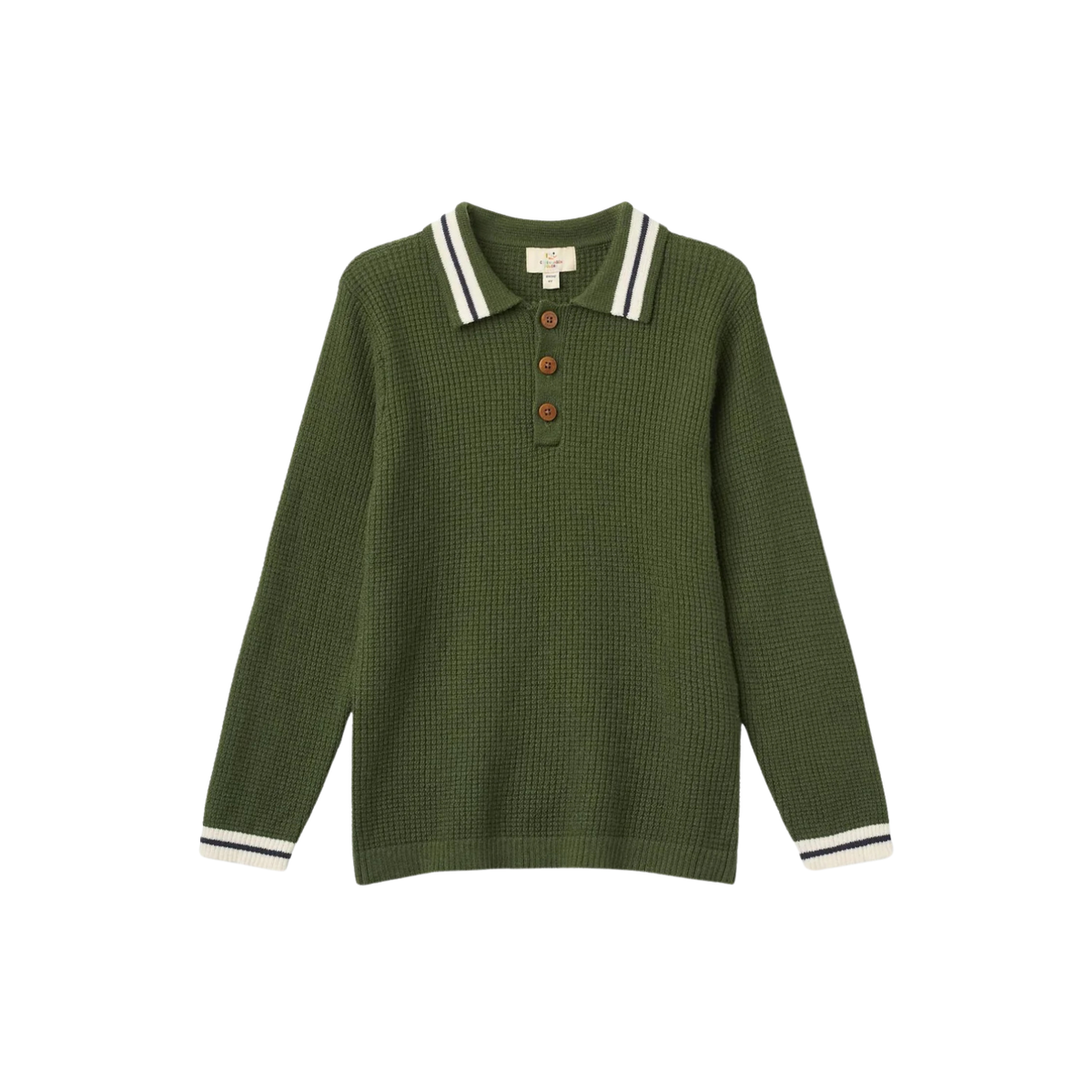 Knitted Waffle Polo T-shirt | Dark Green