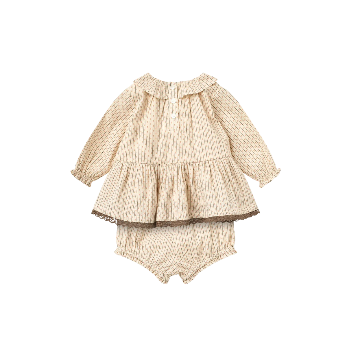 Baby Twill Blouse & Bloomers Set | Sand Flower