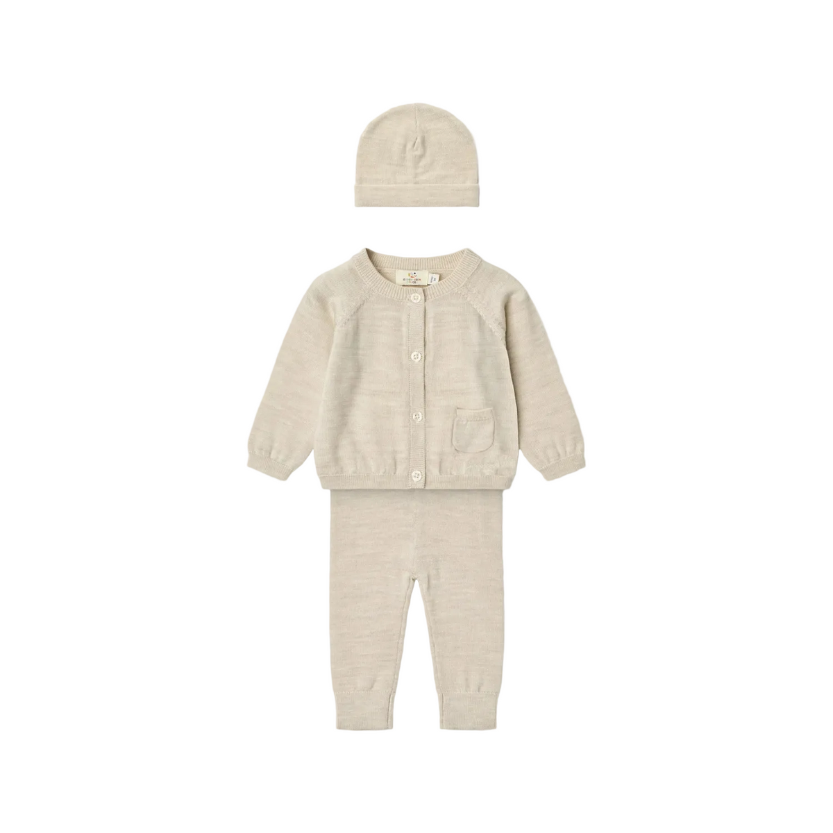 Classic Merino Baby Set | Pale Cream Melange