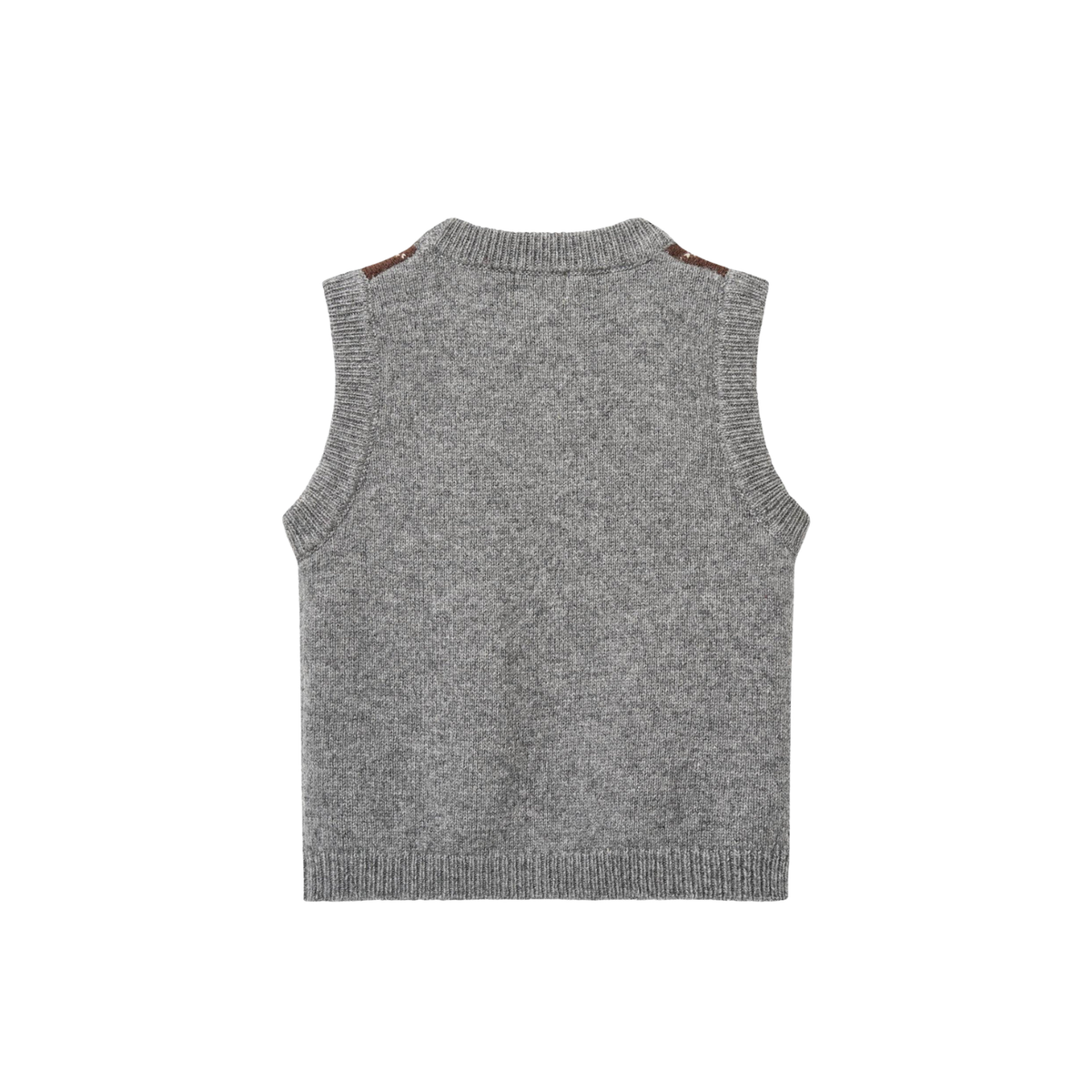 Argyle Knitted Vest | Grey and Brown
