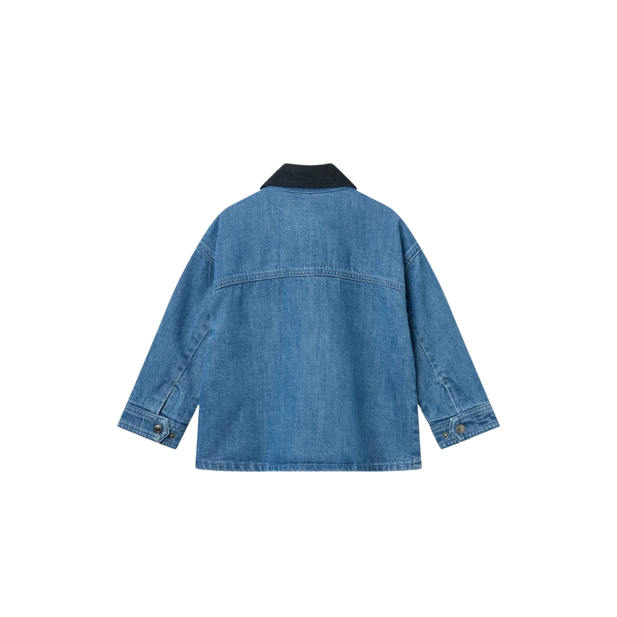 Denim Jacket with Corduroy Collar | Indigo Blue Washed Navy