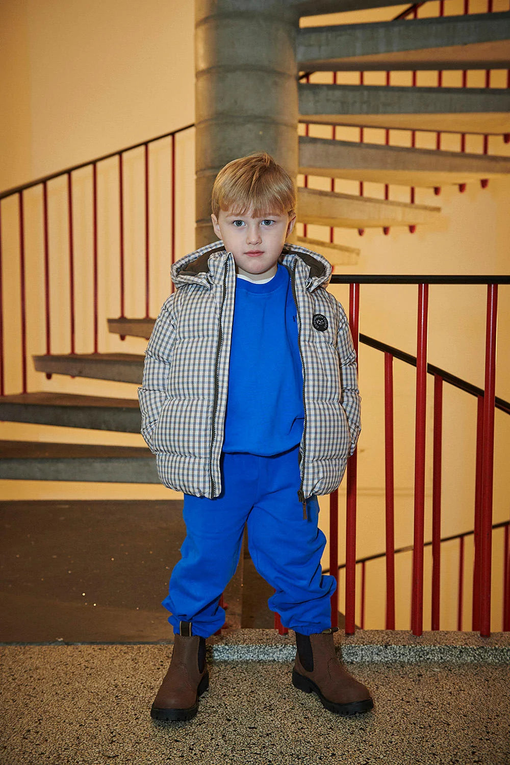 Puffer Jacket with Removable Sleeves | Check AOP