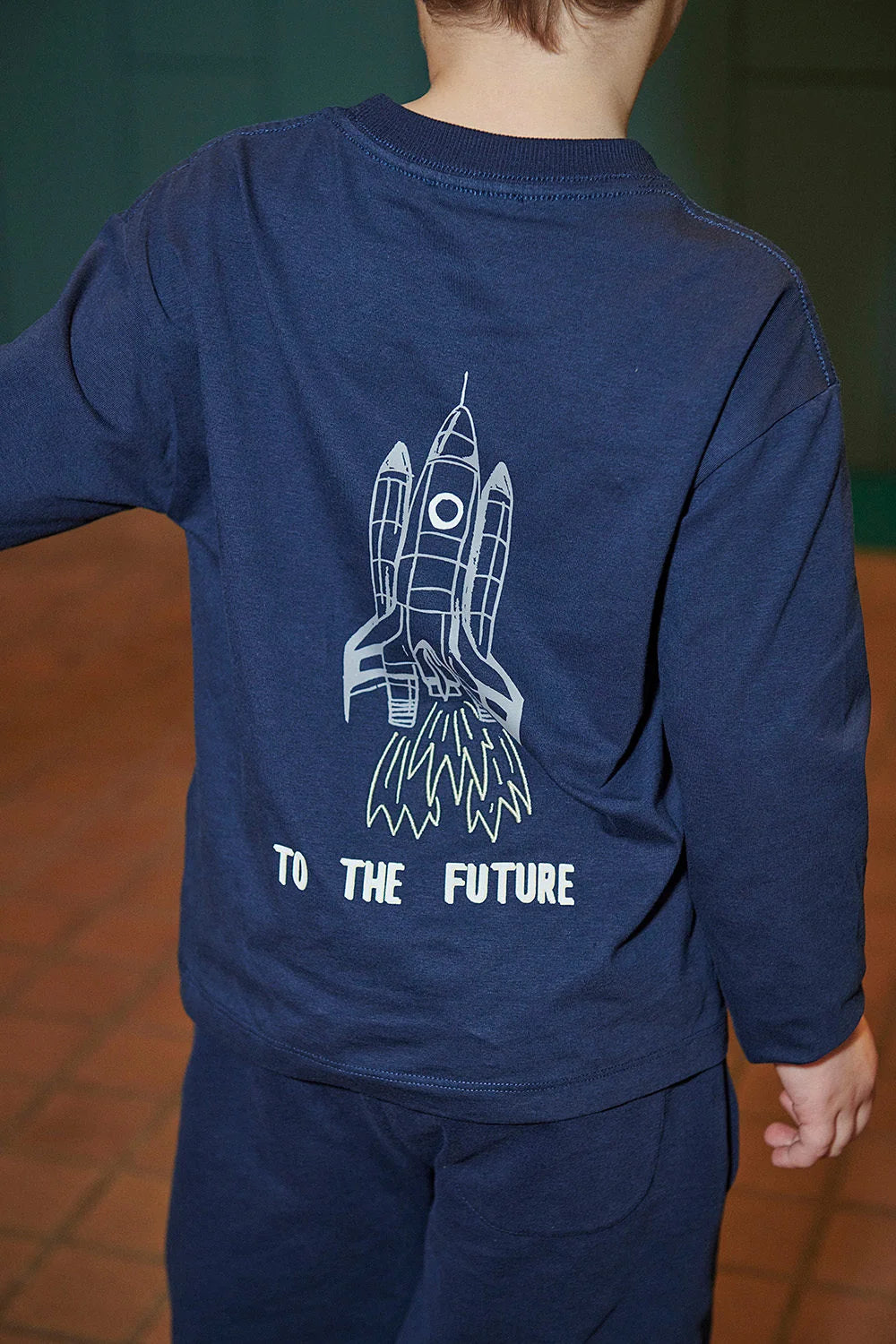 Printed Long Sleeve T-shirt | Navy