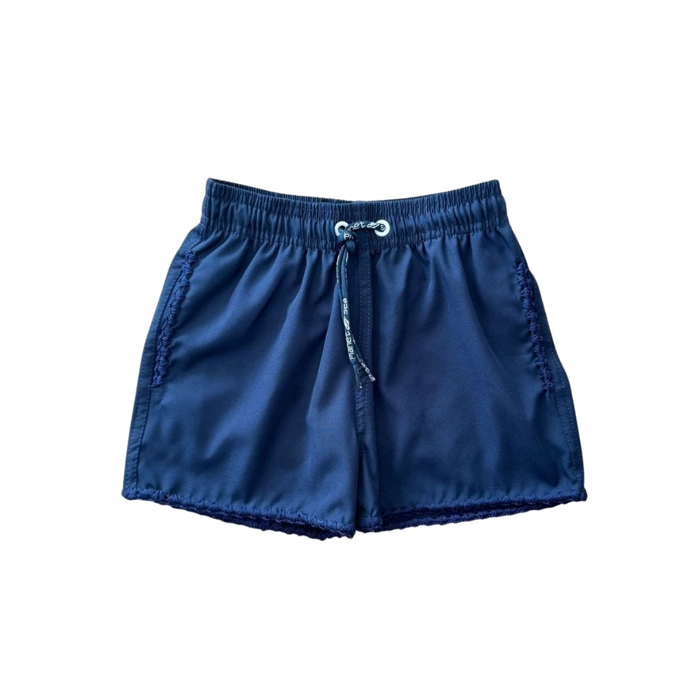 Crochet Trim Swim Trunk | Navy