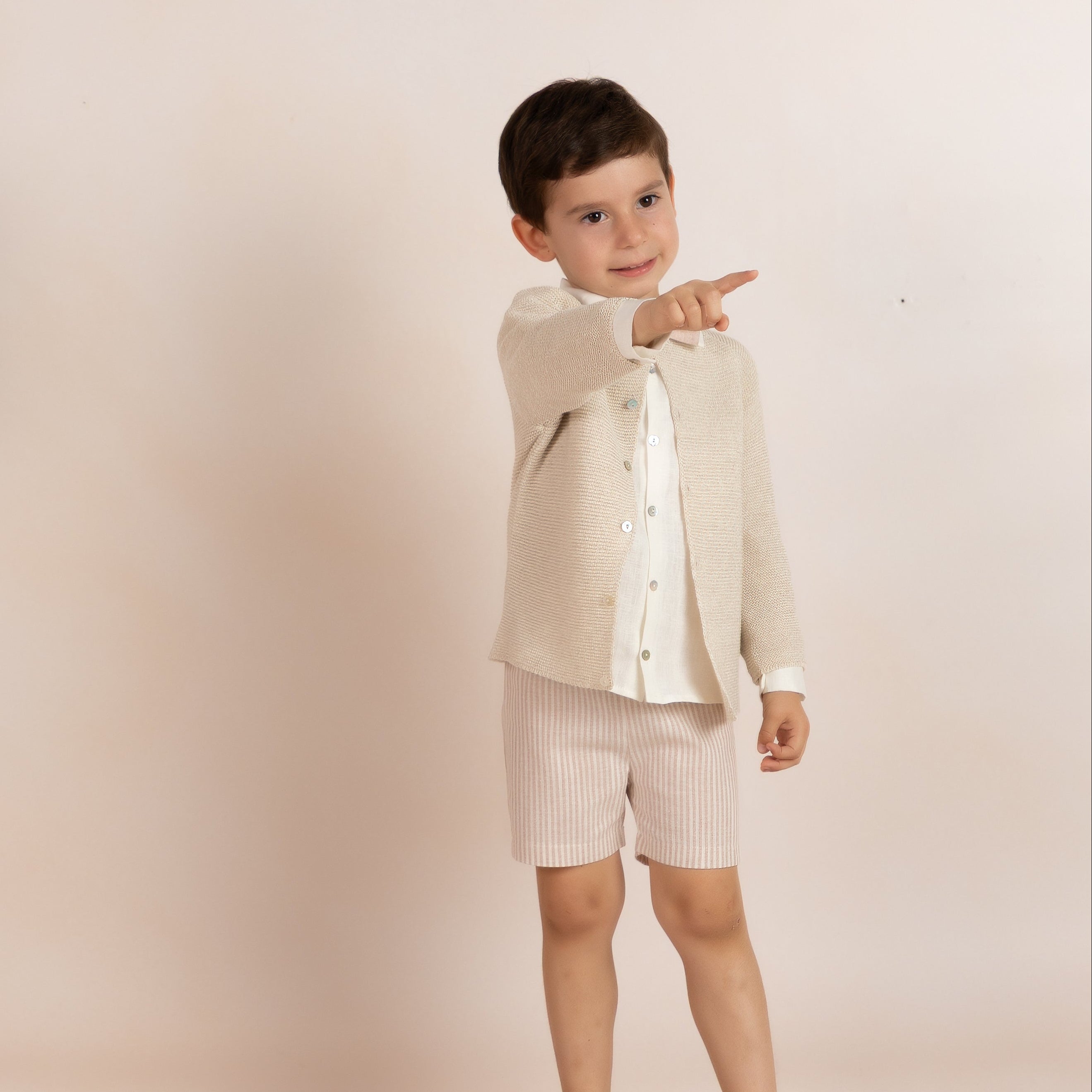 Striped Shorts Set | Beige