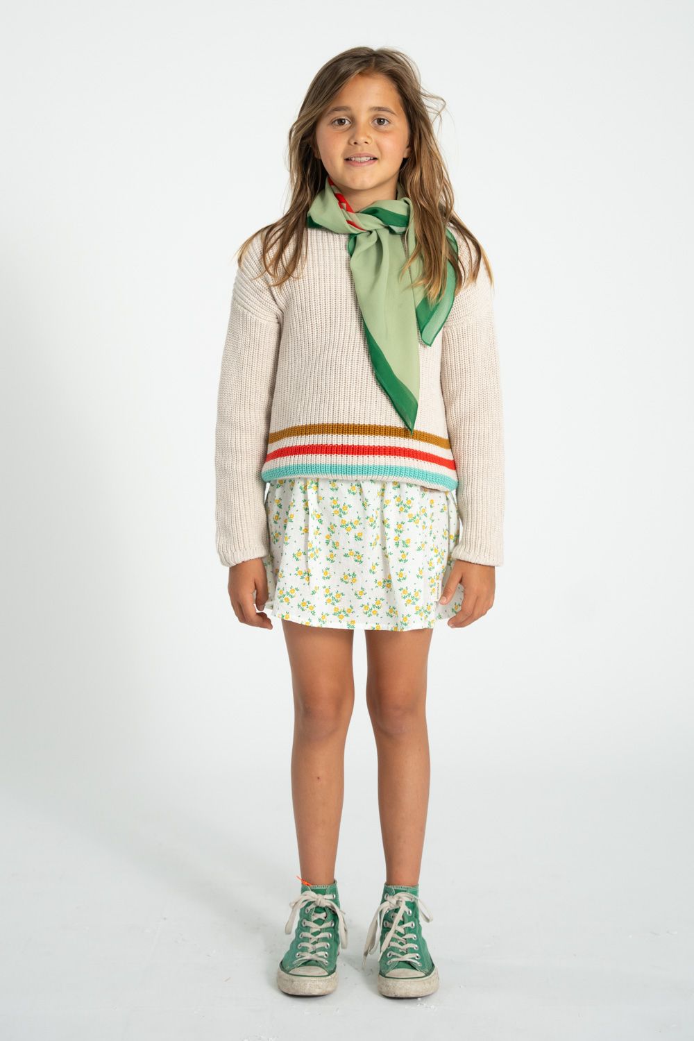 Flower Print Short Skirt | Ecru/Yellow