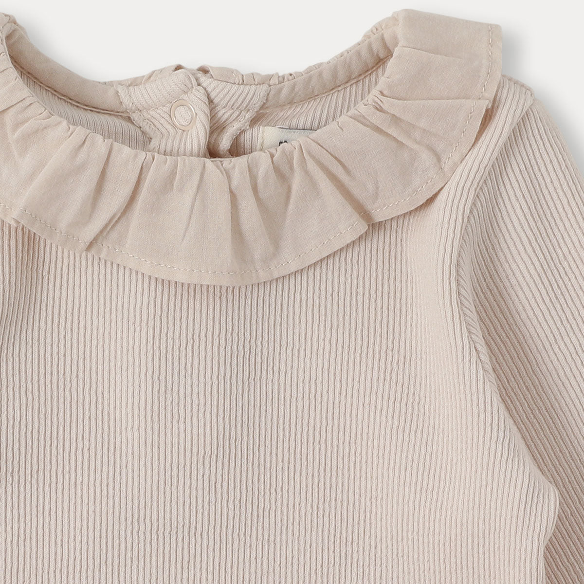 Ribbed Ruffle Twinset | Grayish Pink