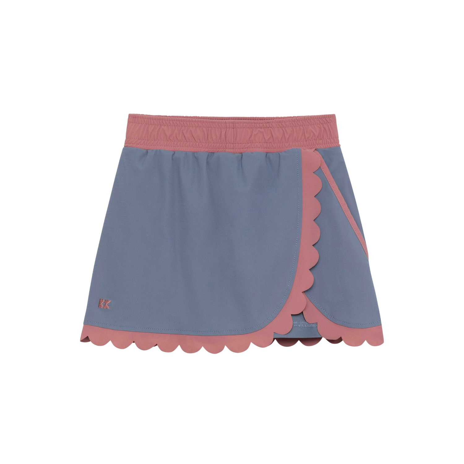 Scalloped Court Skort | Slate/Dusty Pink