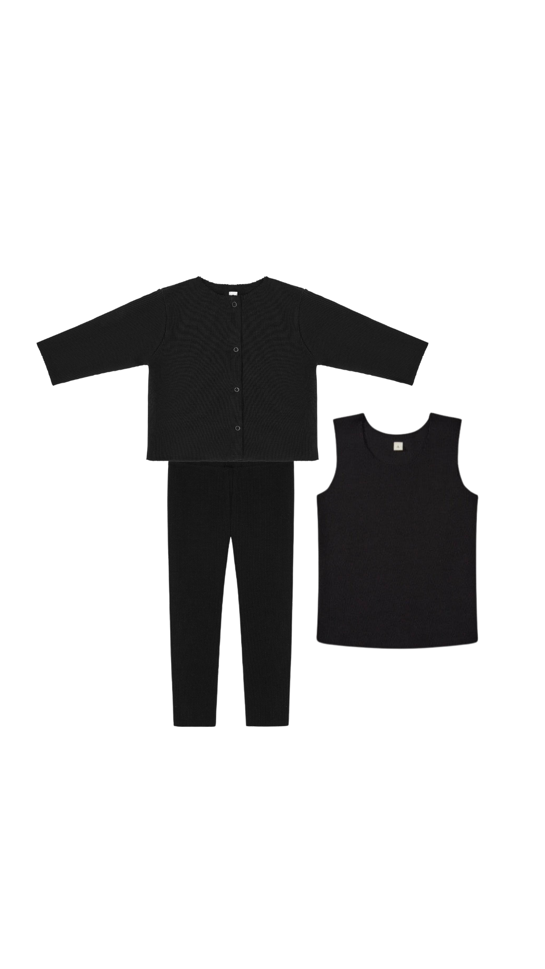 Rib Cardigan Set | Black