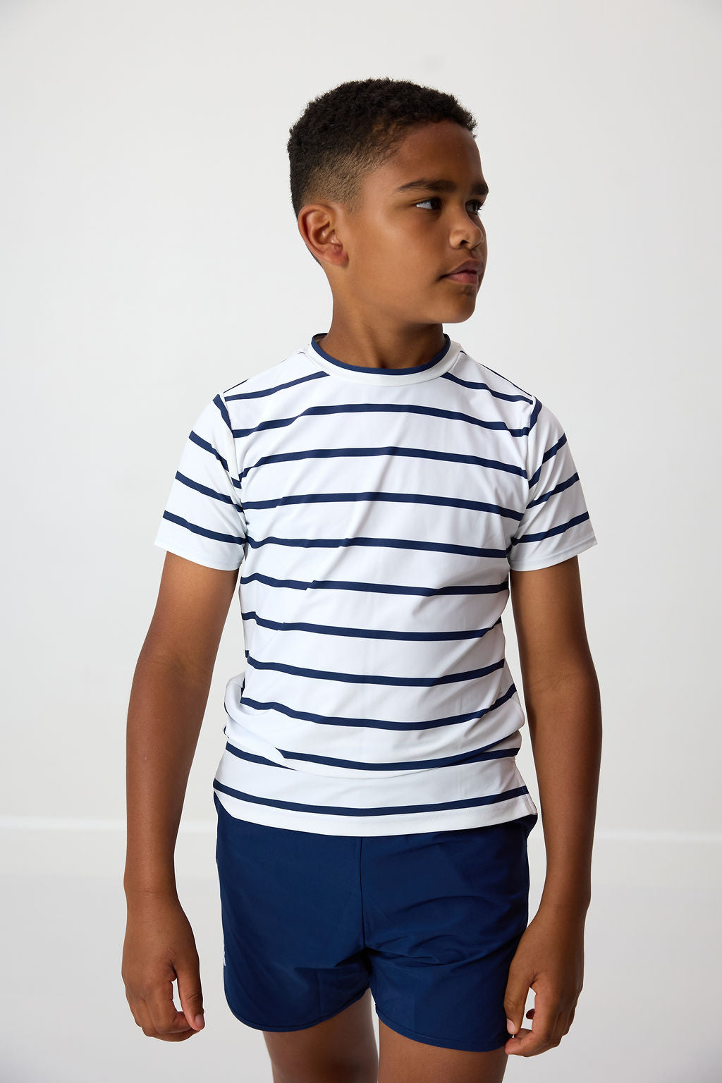 Boys Striped Practice Shirt | White/Navy