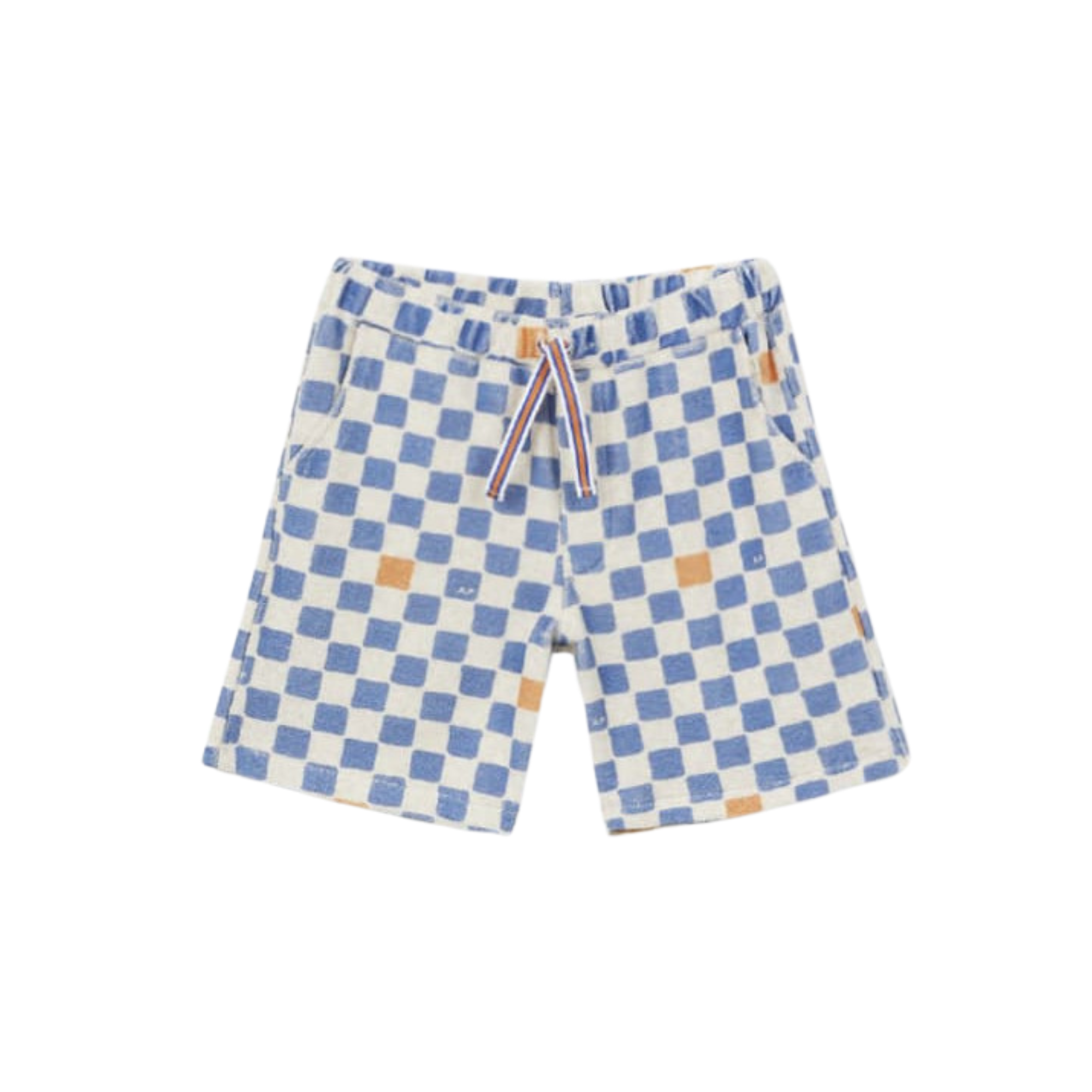Checked Terry Bermuda Shorts | Cobalt