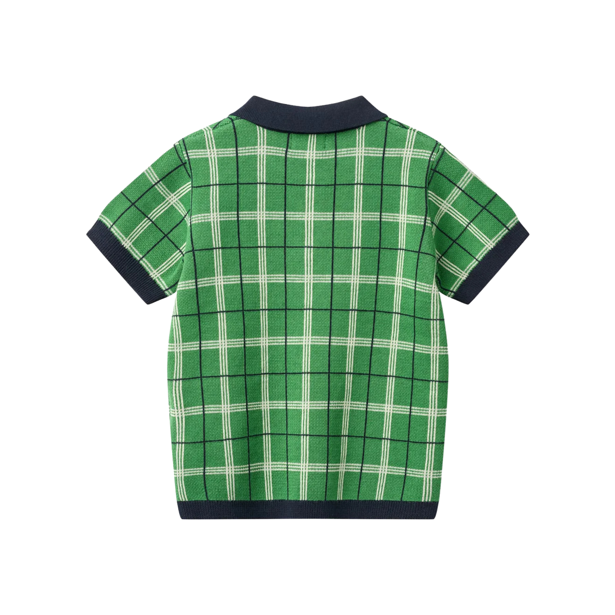 Knitted Checkered Polo | Green