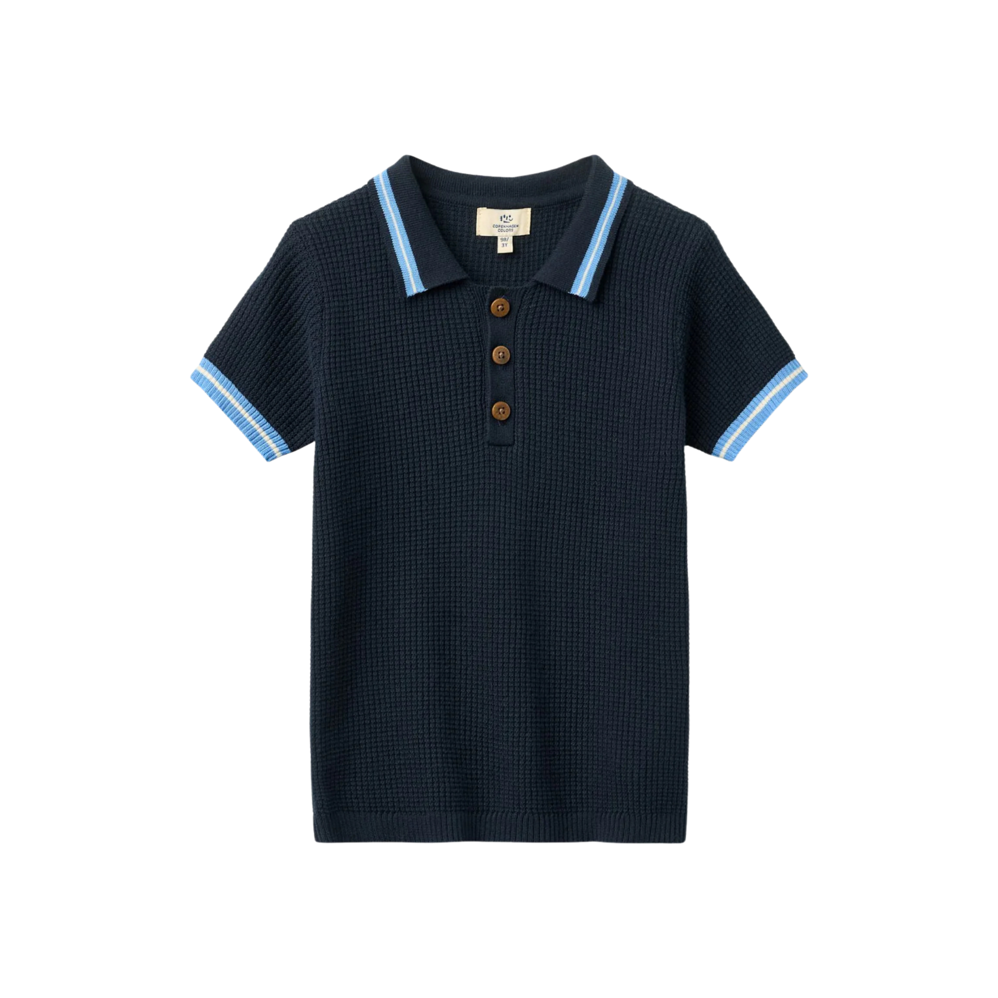 Knitted Pattern Polo | Navy