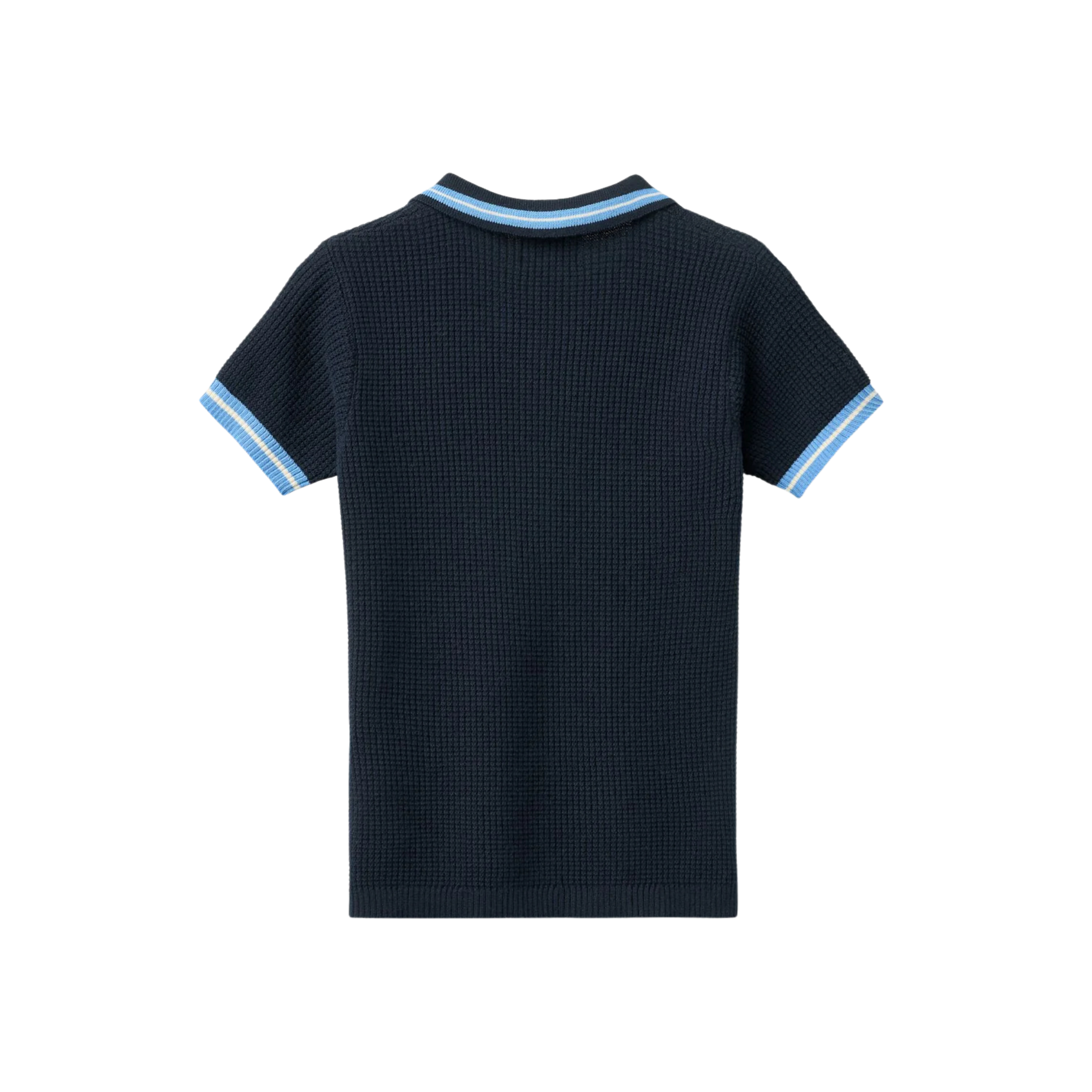 Knitted Pattern Polo | Navy