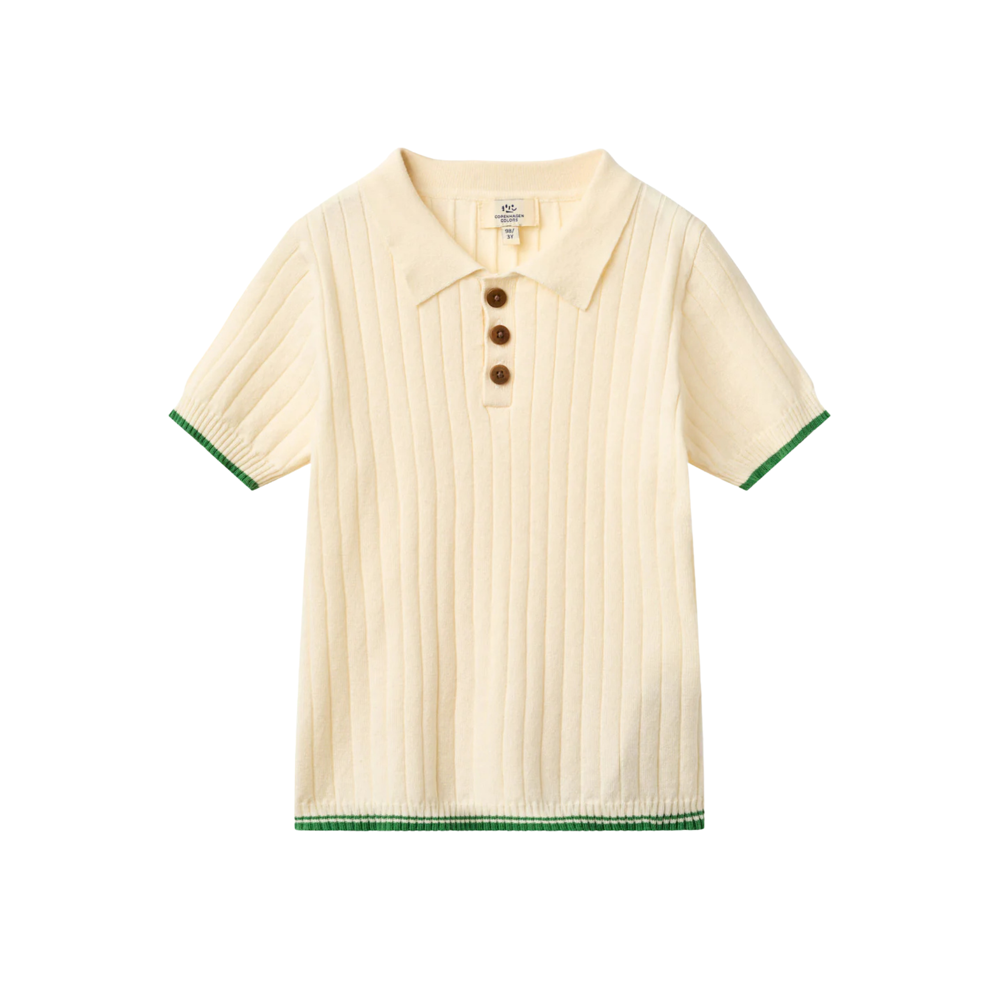 Rib Knitted Polo | Cream & Green
