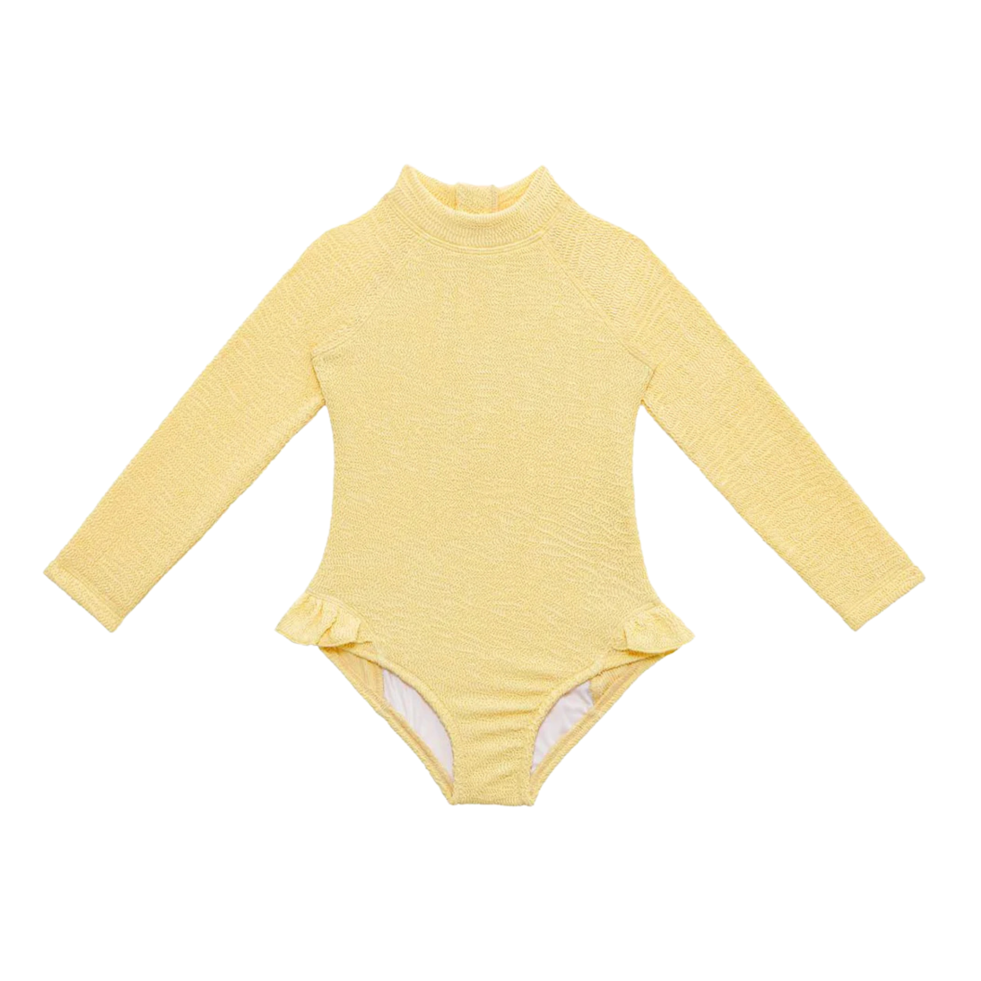 Crinkle Long Sleeve Swimsuit | Butter Yellow
