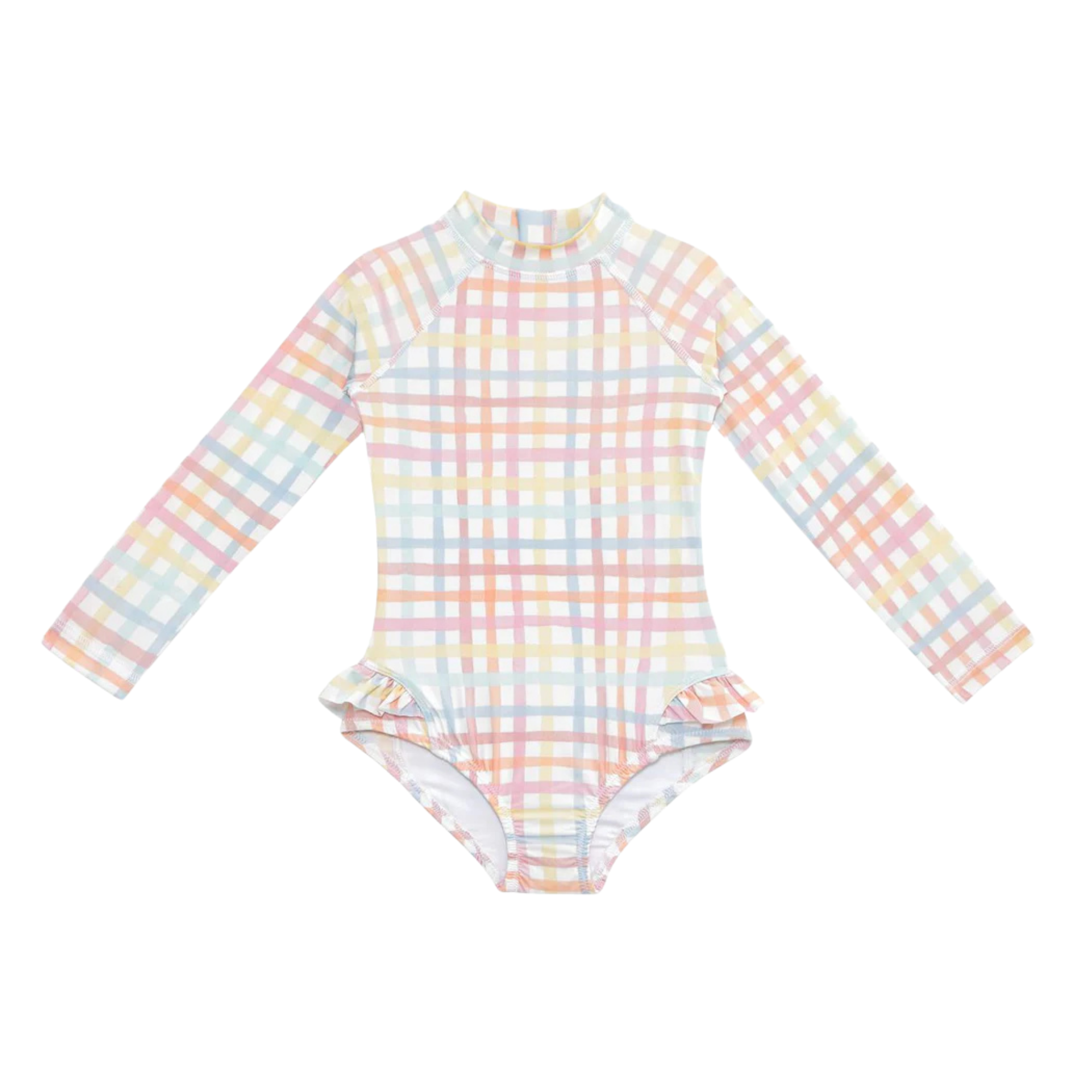 Long Sleeve Swimsuit | Rainbow Gingham