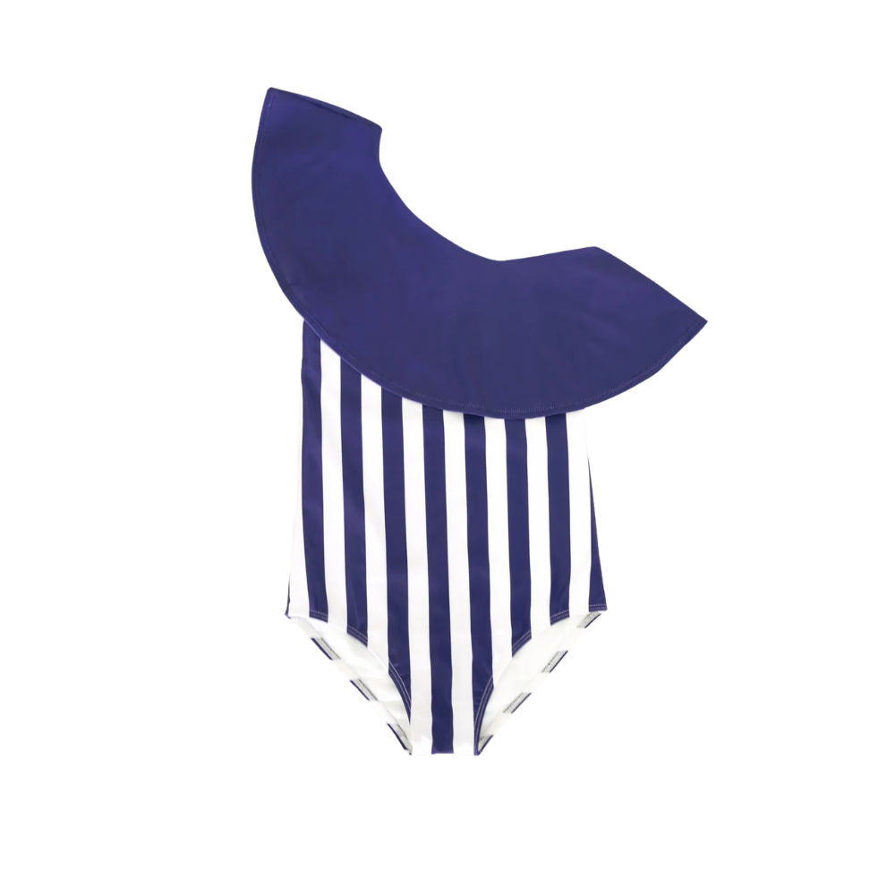 One Shoulder Ruffle | Nautical