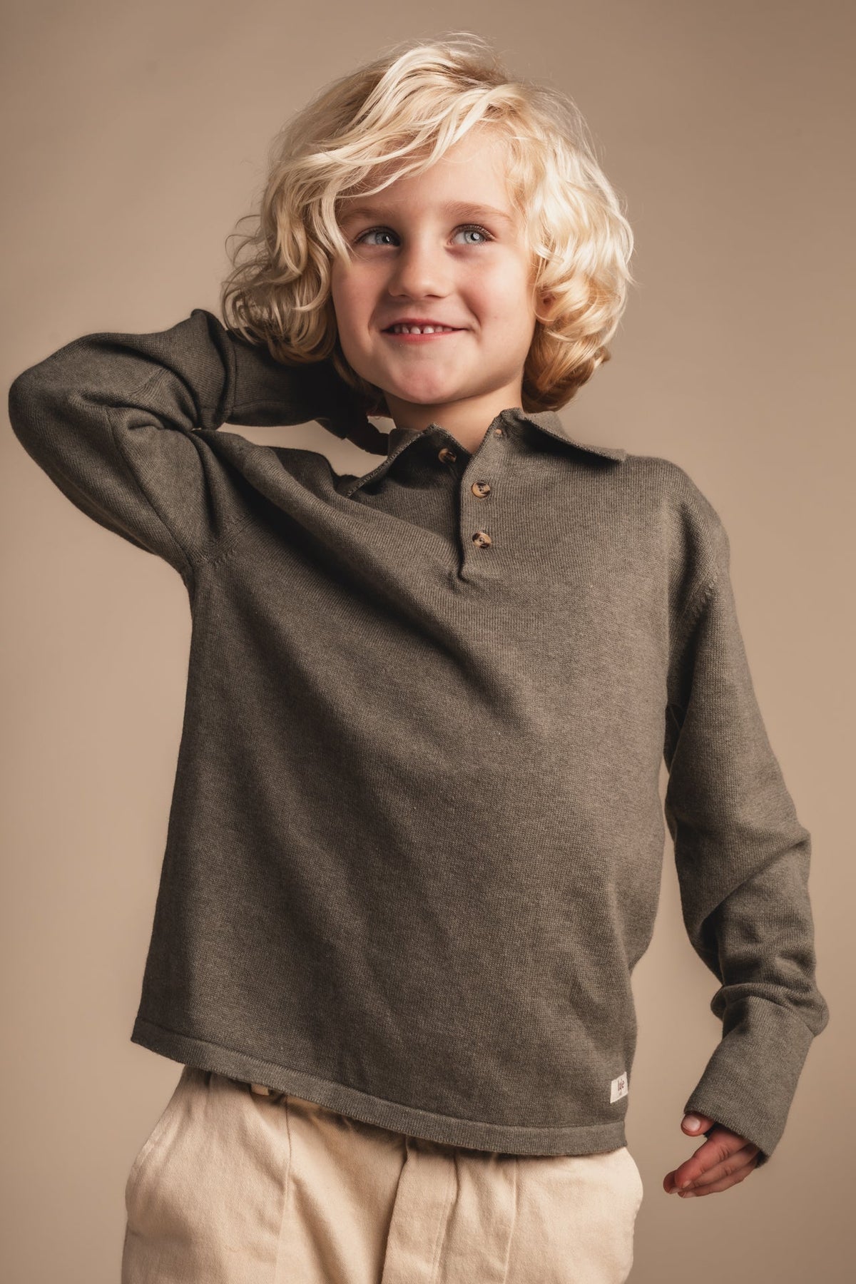 Evans Long Sleeve Polo | Green Agave