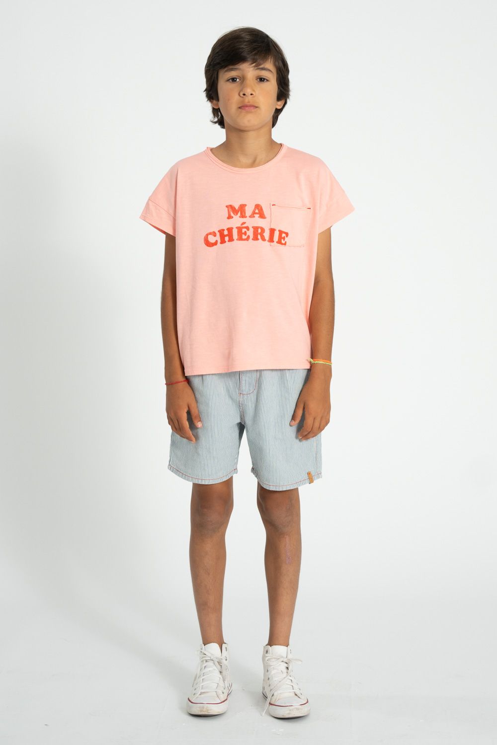 Striped Boy Shorts | Ecru/Indigo