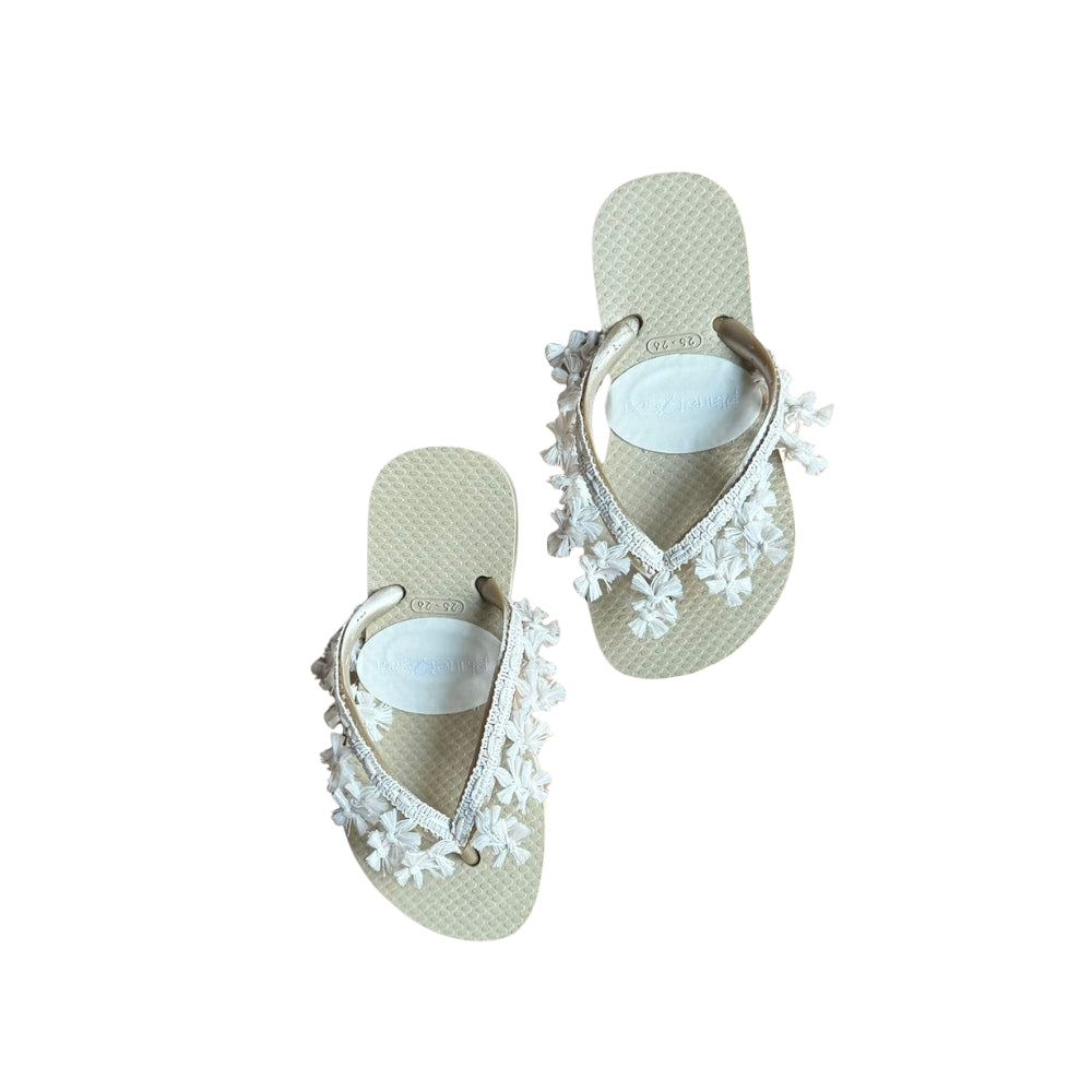 Fringe Tassle Flip-Flops | Tan