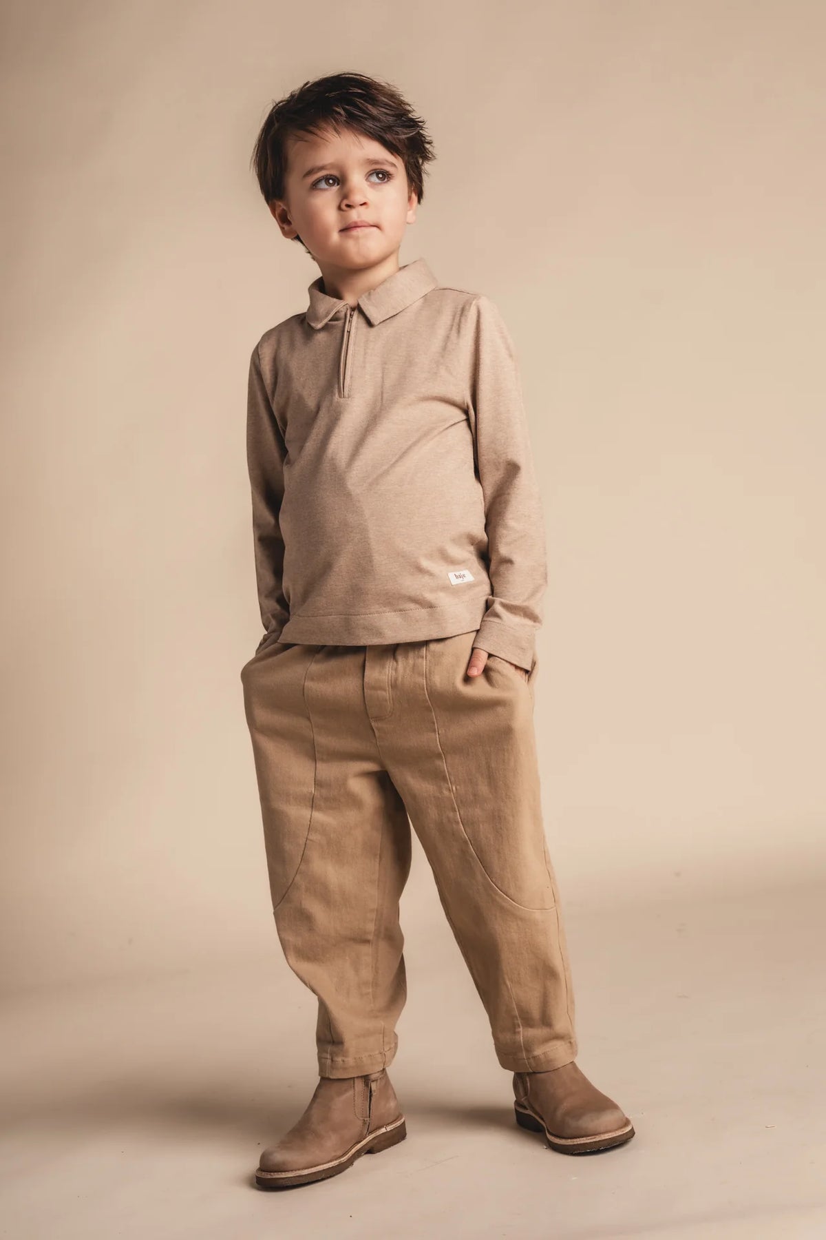 Ferry Long Sleeve Polo | Taupe Light