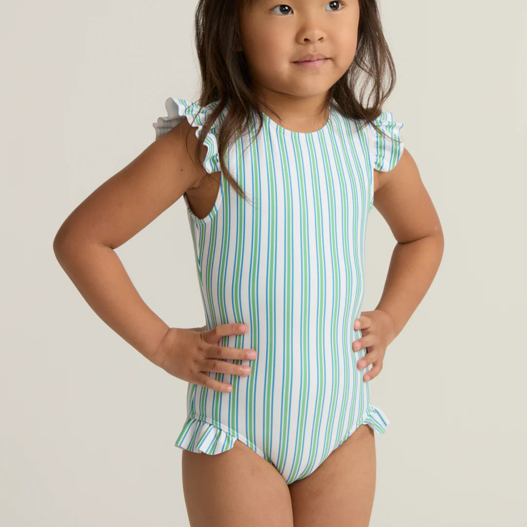 Ruffle Sleeve One Piece | Tamarin Stripe