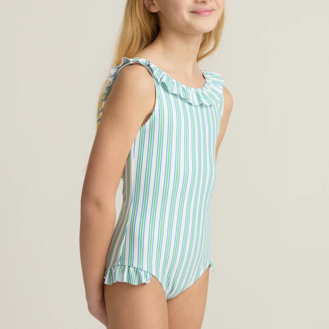 Ruffle Collar One Piece | Tamarin Stripe