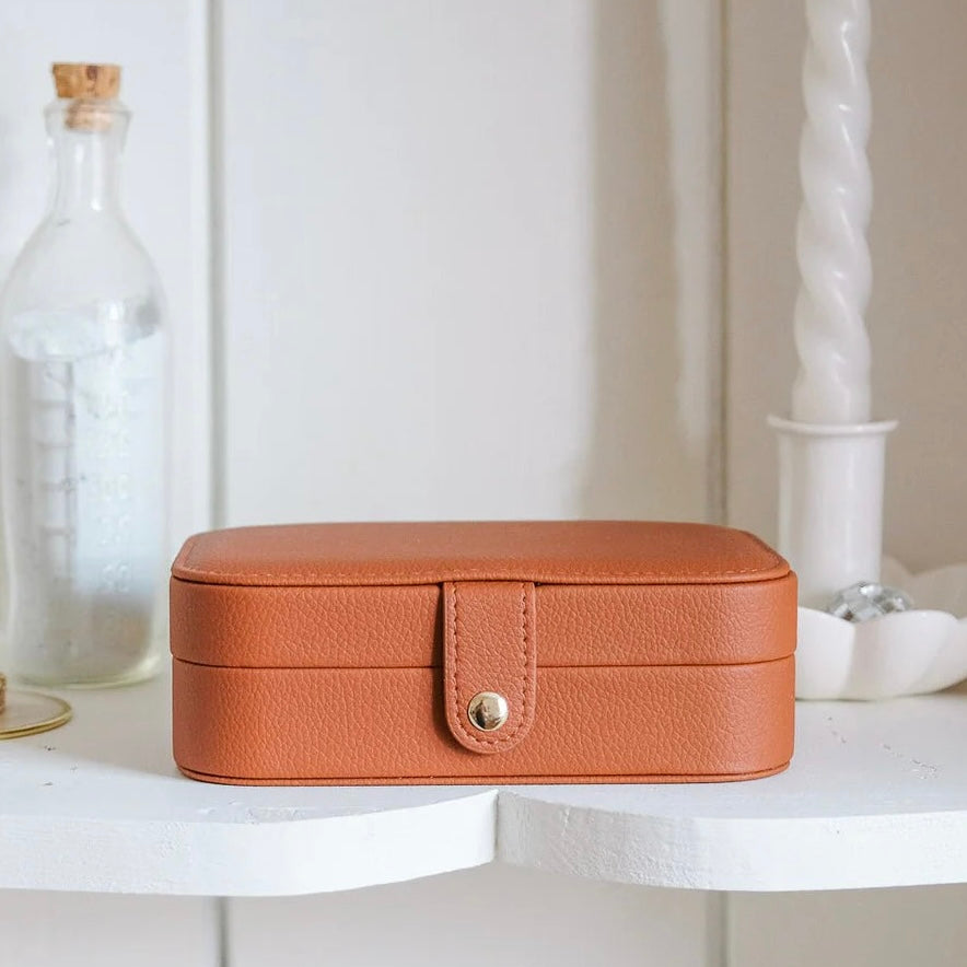 Brigitte Leather Travel Jewelry Box | Camel