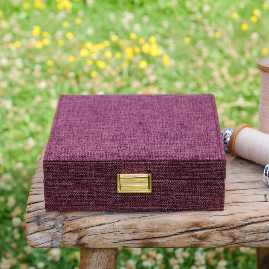 Anne Linen Jewelry Box | Burgundy