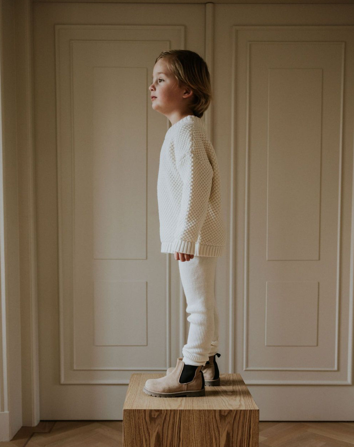 Fine Rib Knitted Leggings | Pearl