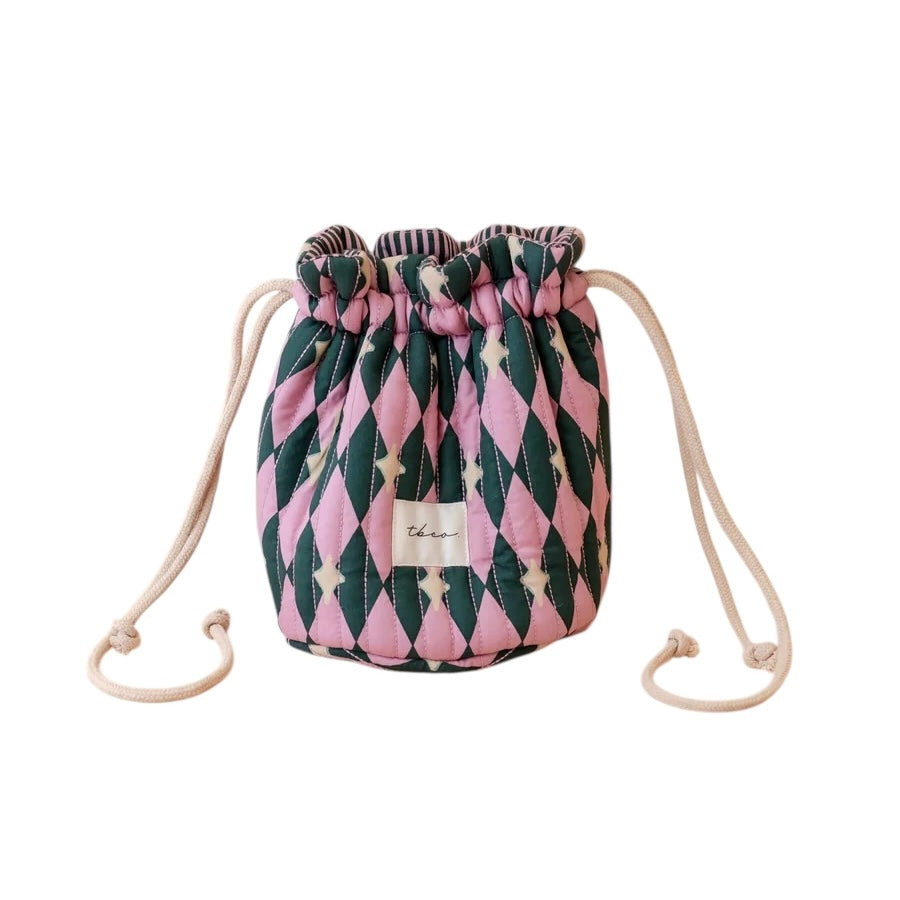 Bucket Wash Bag | Pink Harlequin