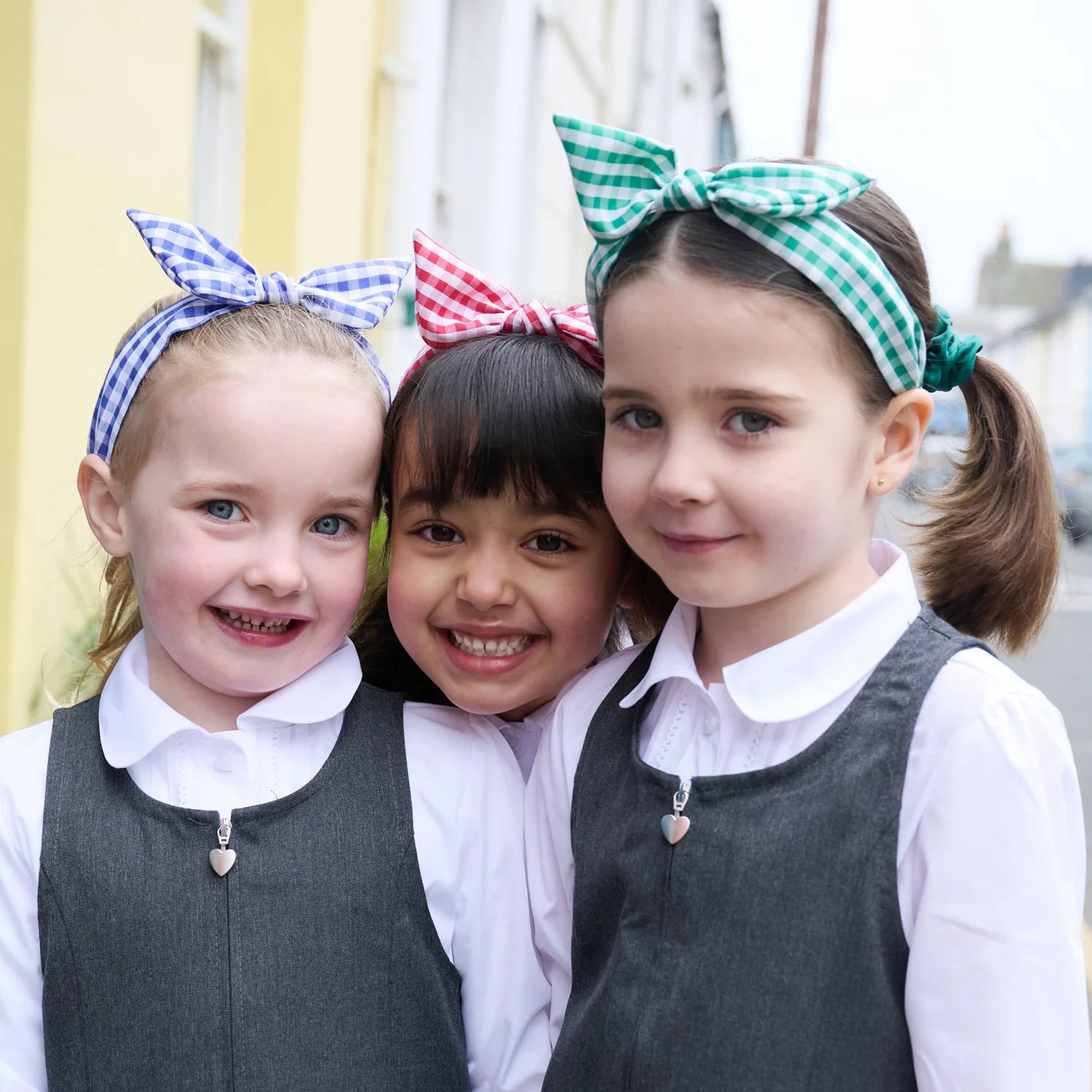 School Gingham Tie Headband | Green