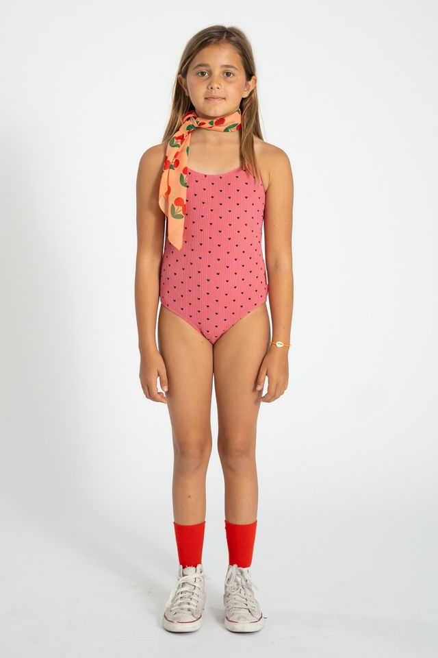 Hearts Print Swimsuit | Pink/Black
