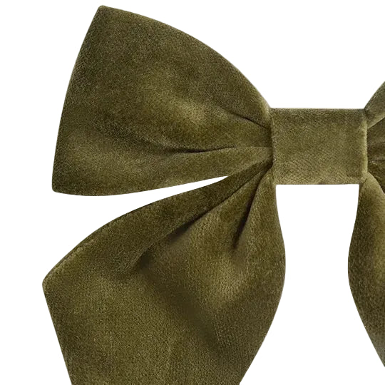 Velvet Large Bow Clip | Olive