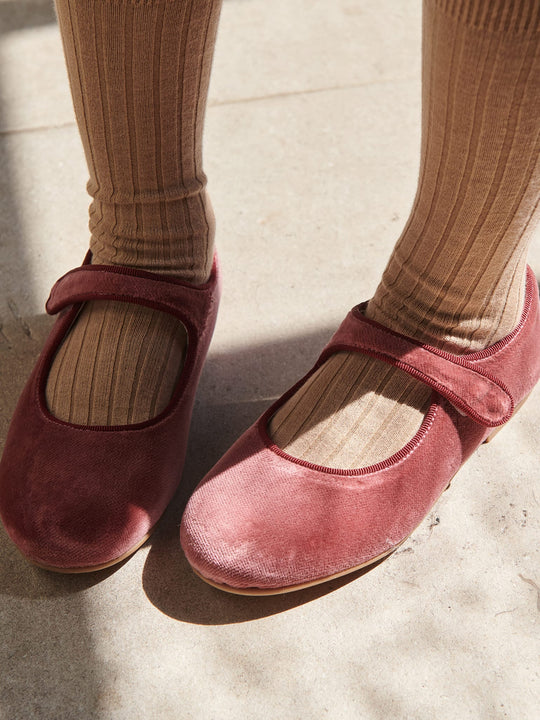 Velvet Mary Jane Shoes | Dusty Pink