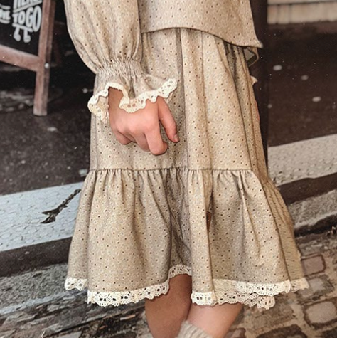 Twill Skirt | Beige Floral Print