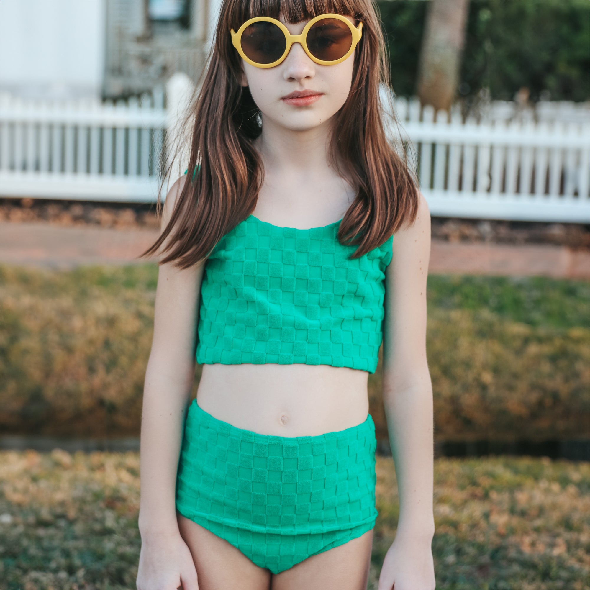 Hamptons Terry Check Two Piece Swimsuit