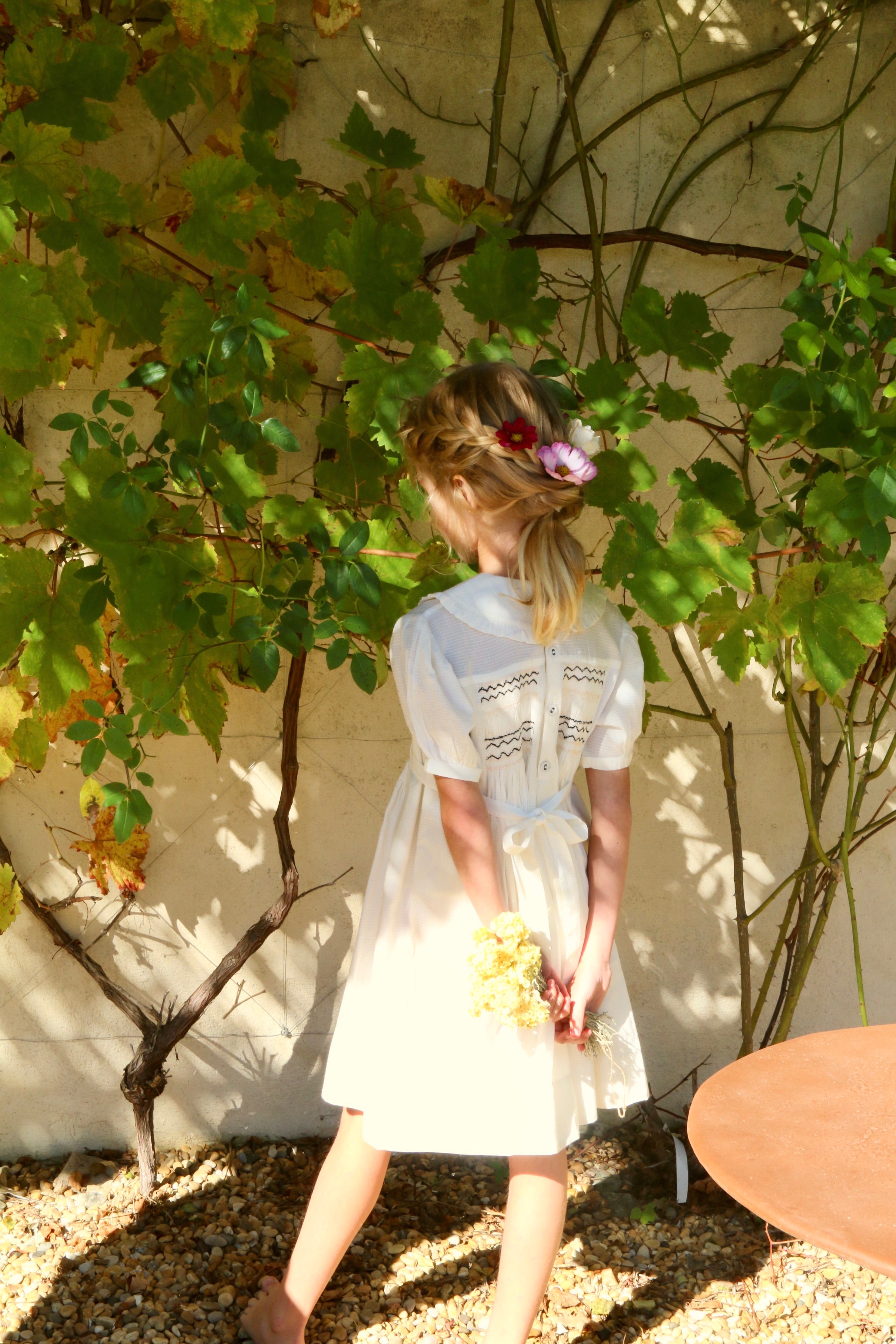 Handsmock Dress | Natural Check Voile